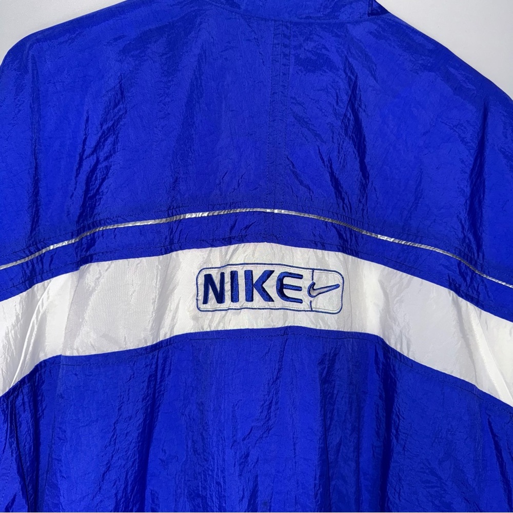 Vintage 90s Nike Blue and White Mens Windbreaker Jacket Tracksuit Zip Up Jacket - Picture 5 of 9